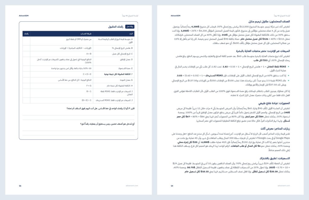 كراسة النمو في 90 يوماً: صفحات من الداخل 2