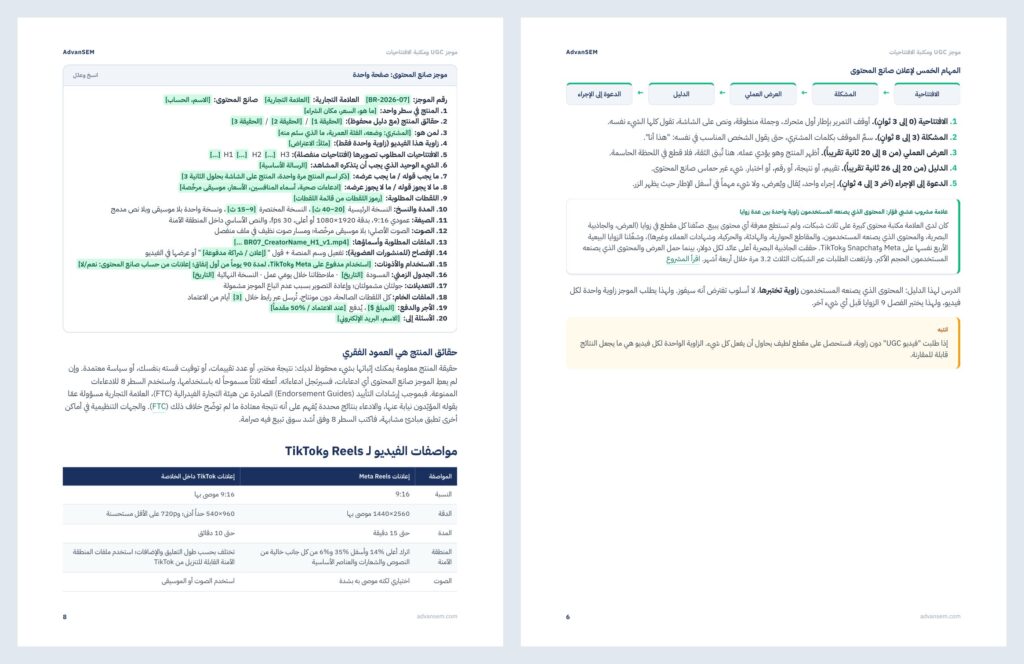 موجز UGC ومكتبة الافتتاحيات: صفحات من الداخل 1