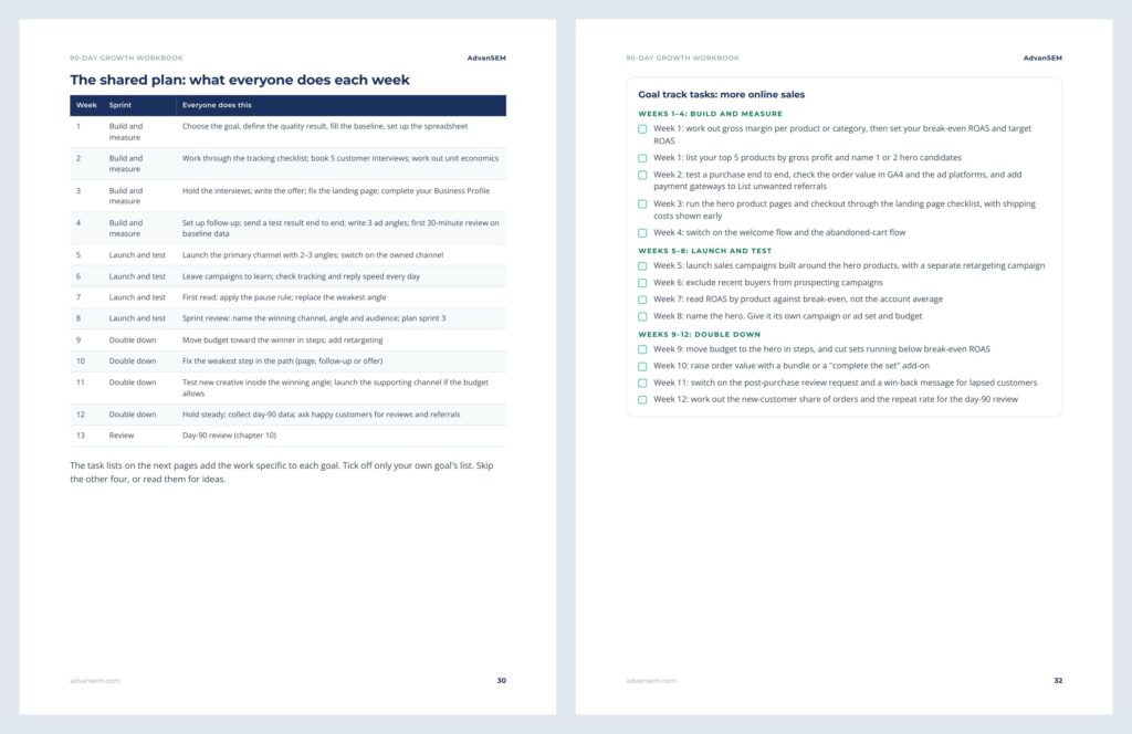 90-Day Growth Workbook: inside pages 3