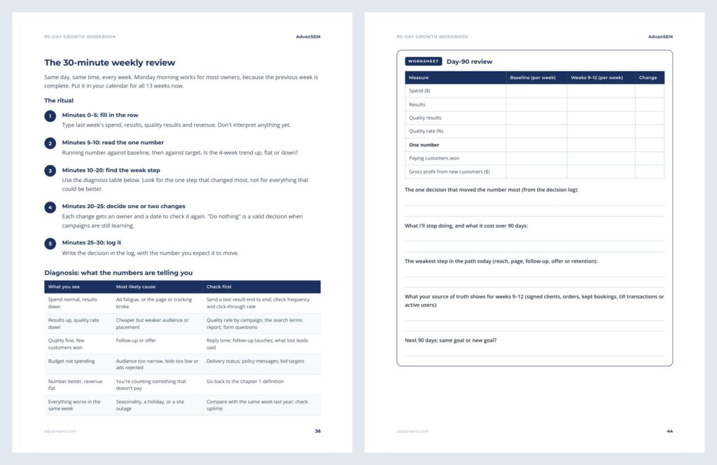 90-Day Growth Workbook: inside pages 4