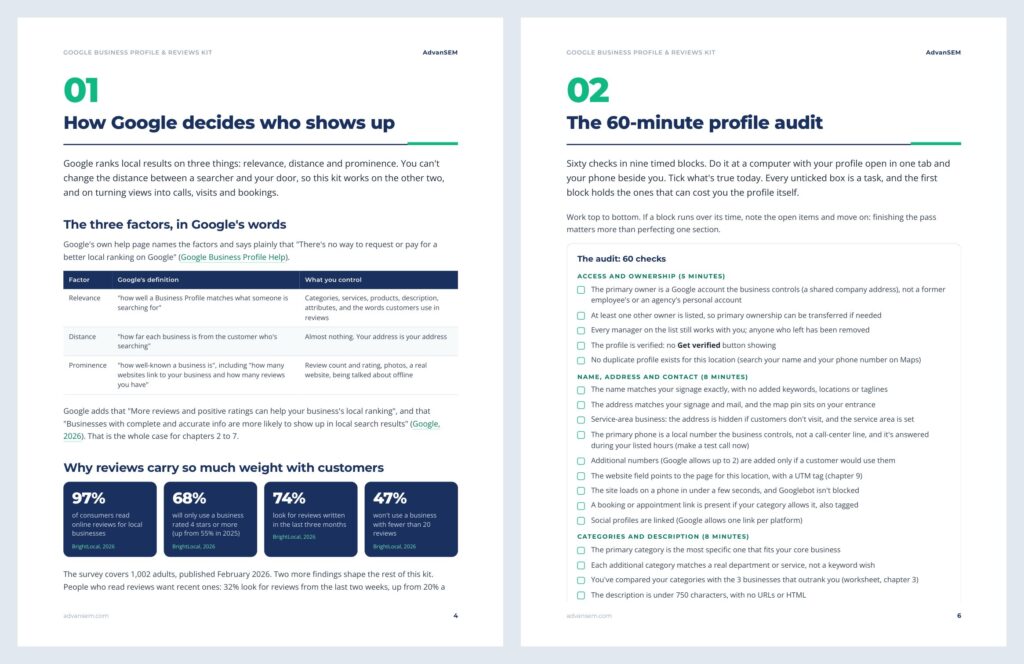 Google Business Profile & Reviews Kit: inside pages 1