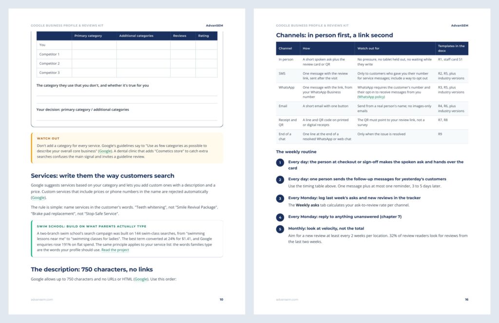 Google Business Profile & Reviews Kit: inside pages 2