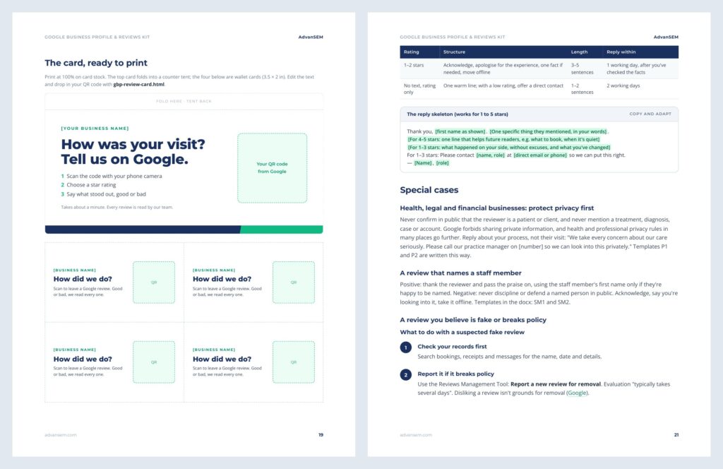 Google Business Profile & Reviews Kit: inside pages 3