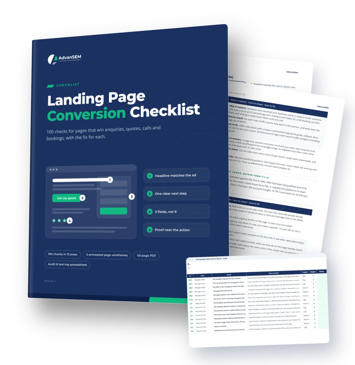 Landing Page Conversion Checklist: cover and inside pages