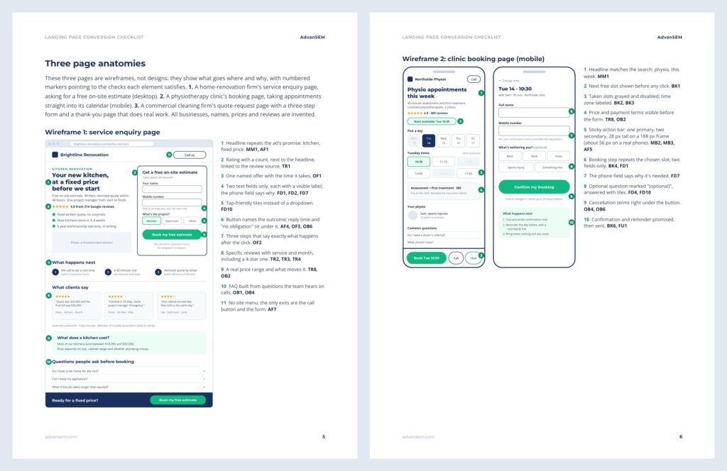 Landing Page Conversion Checklist: inside pages 1