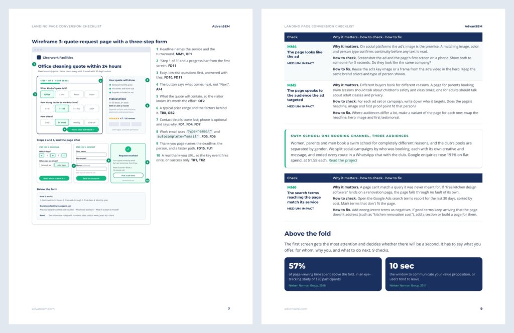 Landing Page Conversion Checklist: inside pages 2