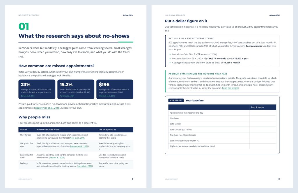 No-Show Reducer: inside pages 1