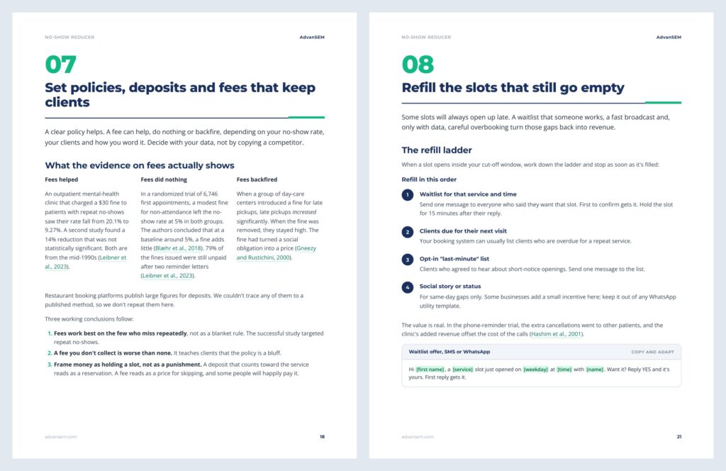 No-Show Reducer: inside pages 3