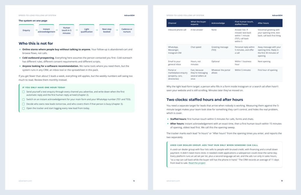 Speed-to-Lead Follow-up System: inside pages 1