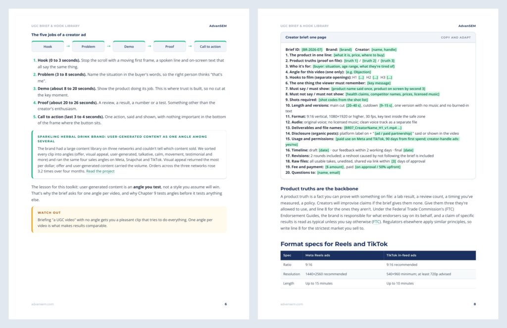 UGC Brief & Hook Library: inside pages 1