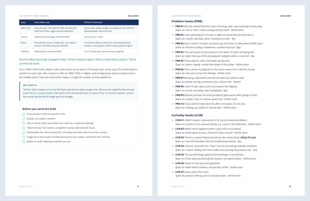 UGC Brief & Hook Library: inside pages 2