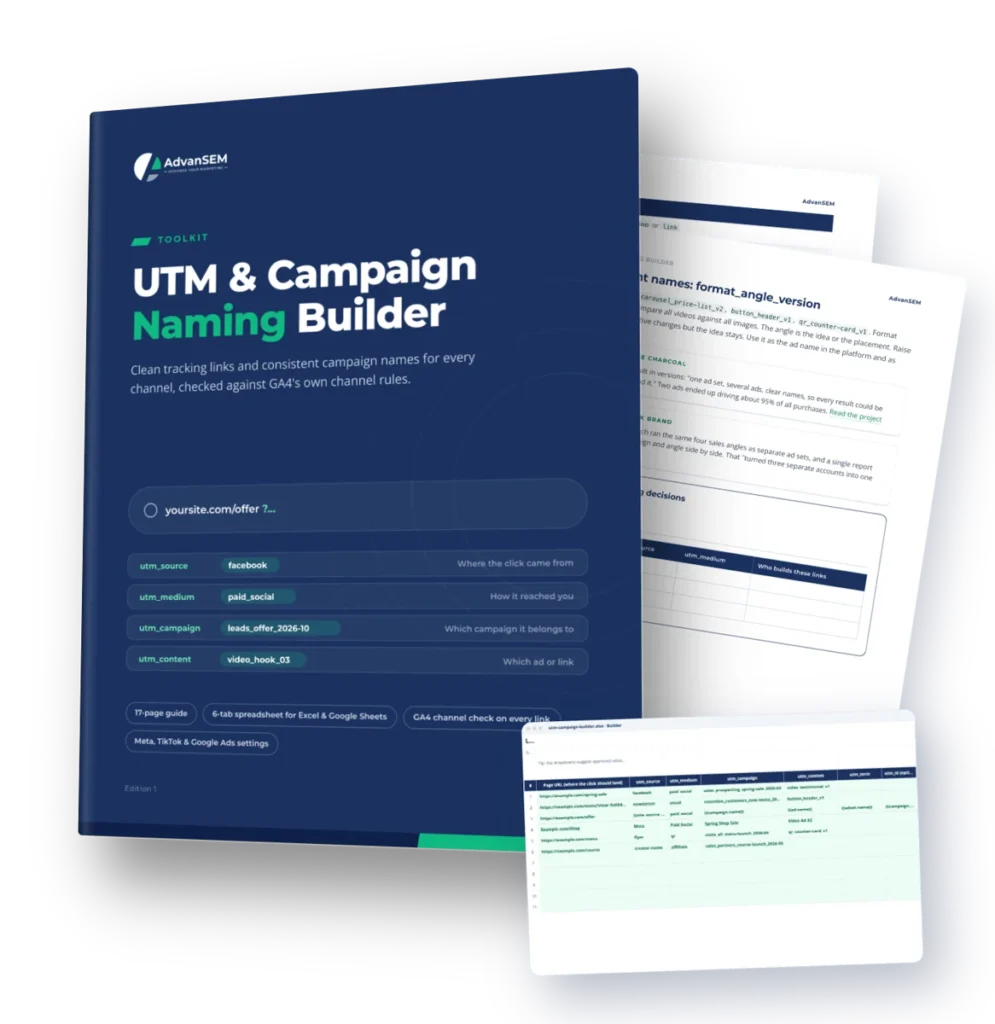 UTM & Campaign Naming Builder: cover and inside pages