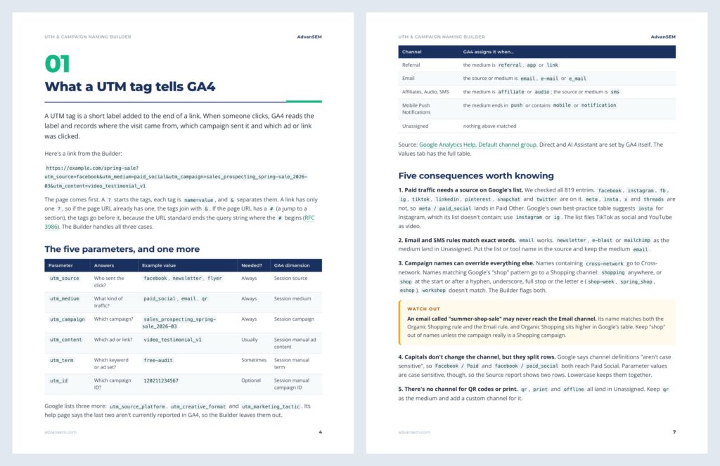 UTM & Campaign Naming Builder: inside pages 1